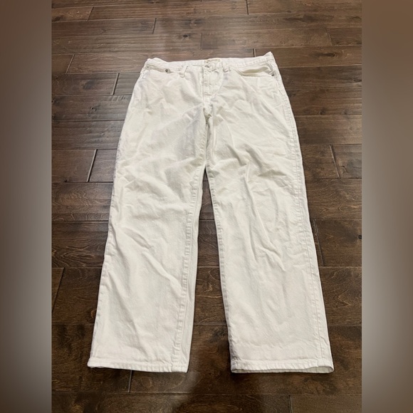 Madewell Denim - Madewell Womens White The Dadjean High Rise Straight Leg Jeans Size 32
